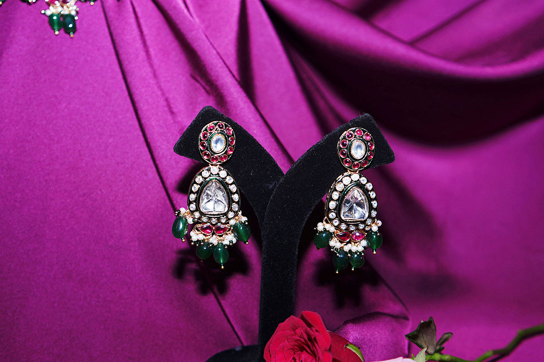 Kanak Mahal Bridal Polki Kundan Emerald Necklace