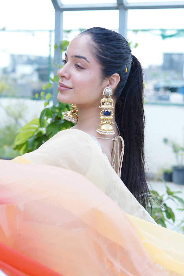 Eravat Elephant Motifs Golden Jhumka Earrings