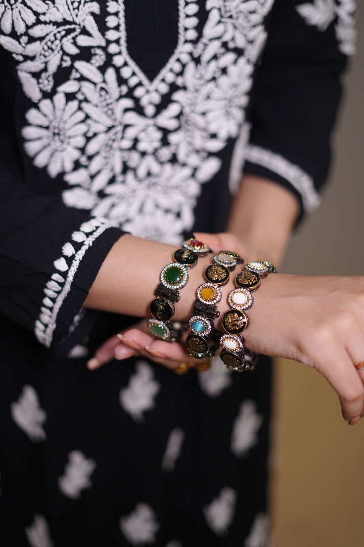 Sabina Multicolored Polki Meenakari Bangles