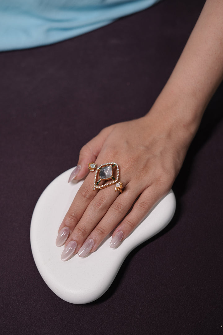 Crystal Dewdrop Adjustable Ring