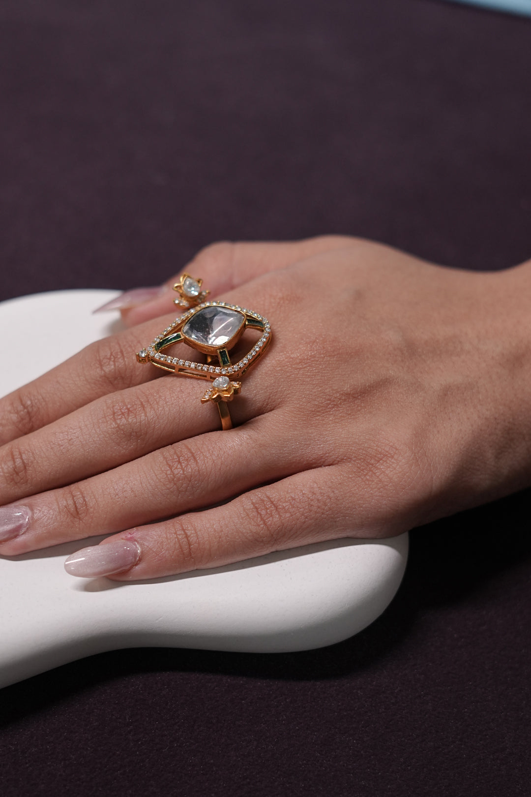Crystal Dewdrop Adjustable Ring