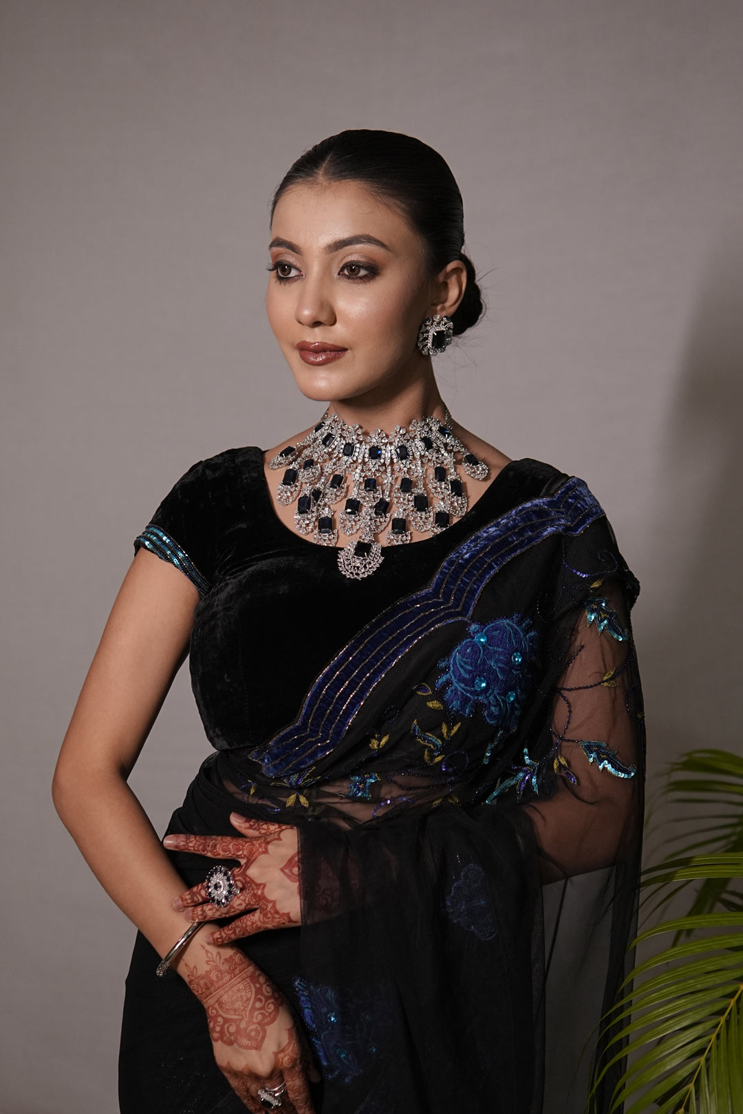 Rajwadi Sapphire Cocktail Diamond Necklace