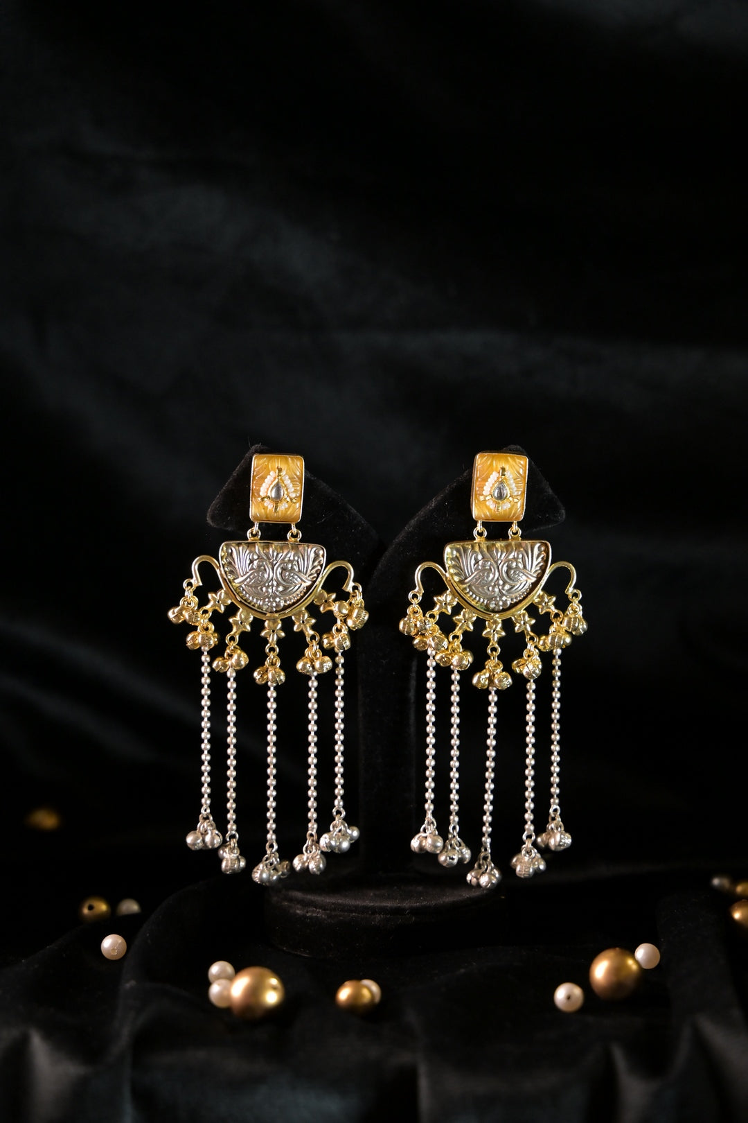 Golden Souk Long Tassel Boho Dangler Earrings