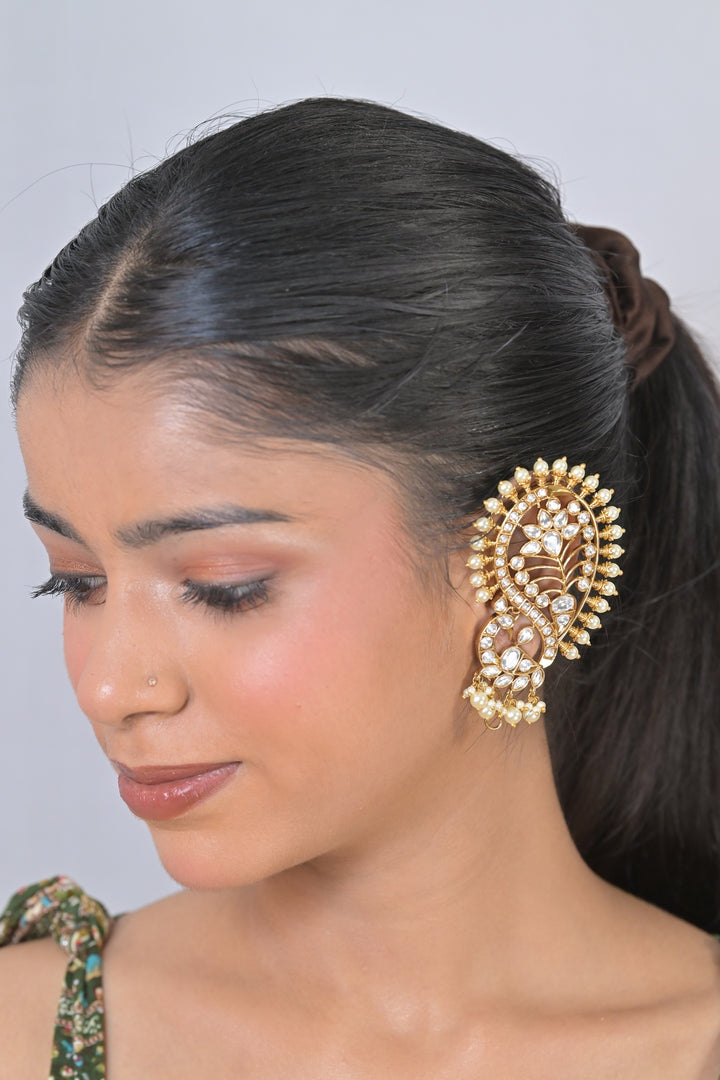 Meher Pearl Kundan Ear Cuff Earring
