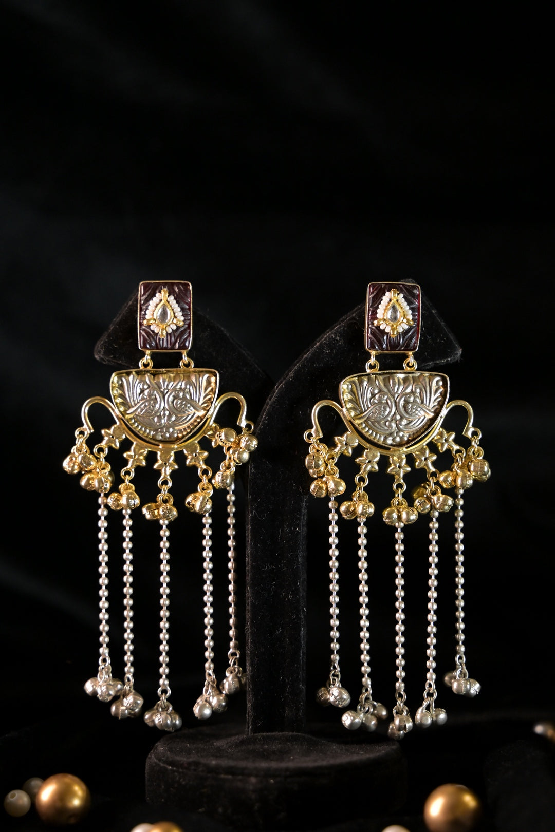 Golden Souk Long Tassel Boho Dangler Earrings