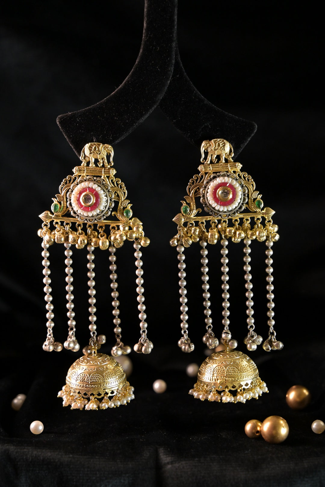 Priye Golden Long Tassel Boho Jhumka Earrings