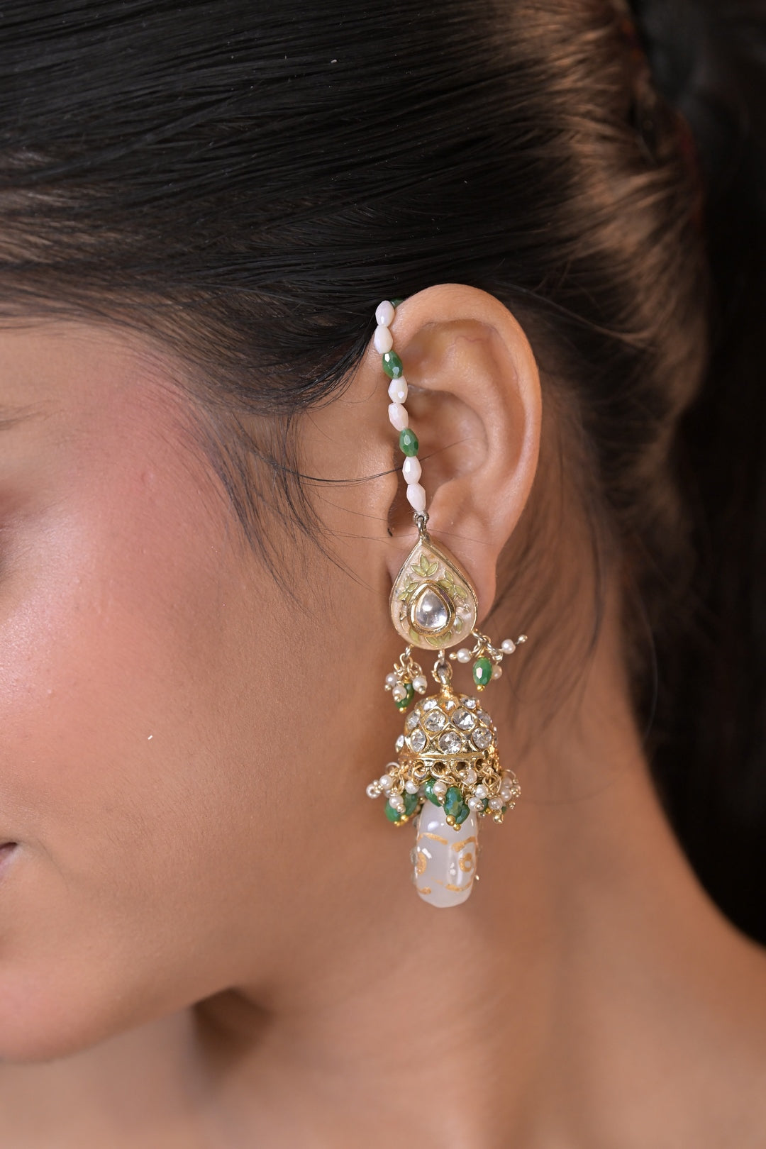 Rasika Pearl String Kashmiri Earrings