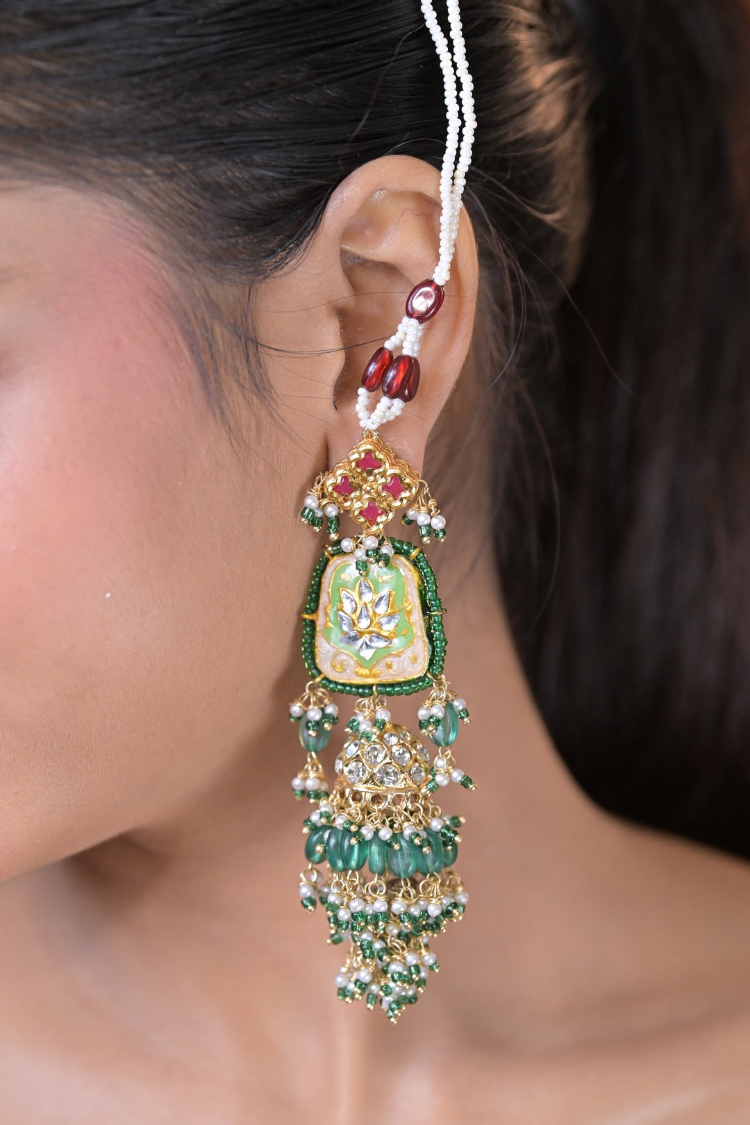 Shikara Shine Jadau String Kashmiri Earrings