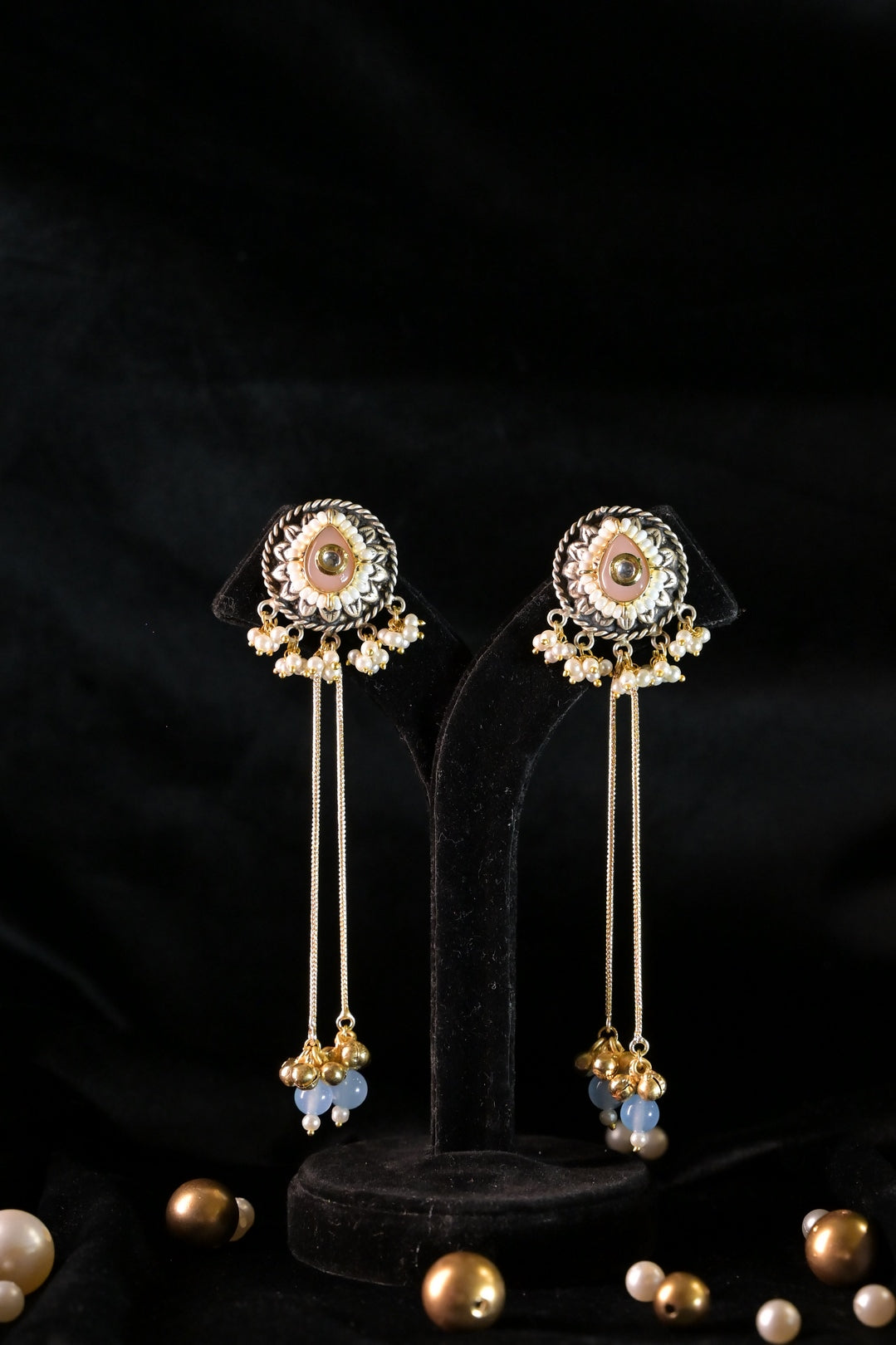 Desert Golden Long Boho Dangler Earrings