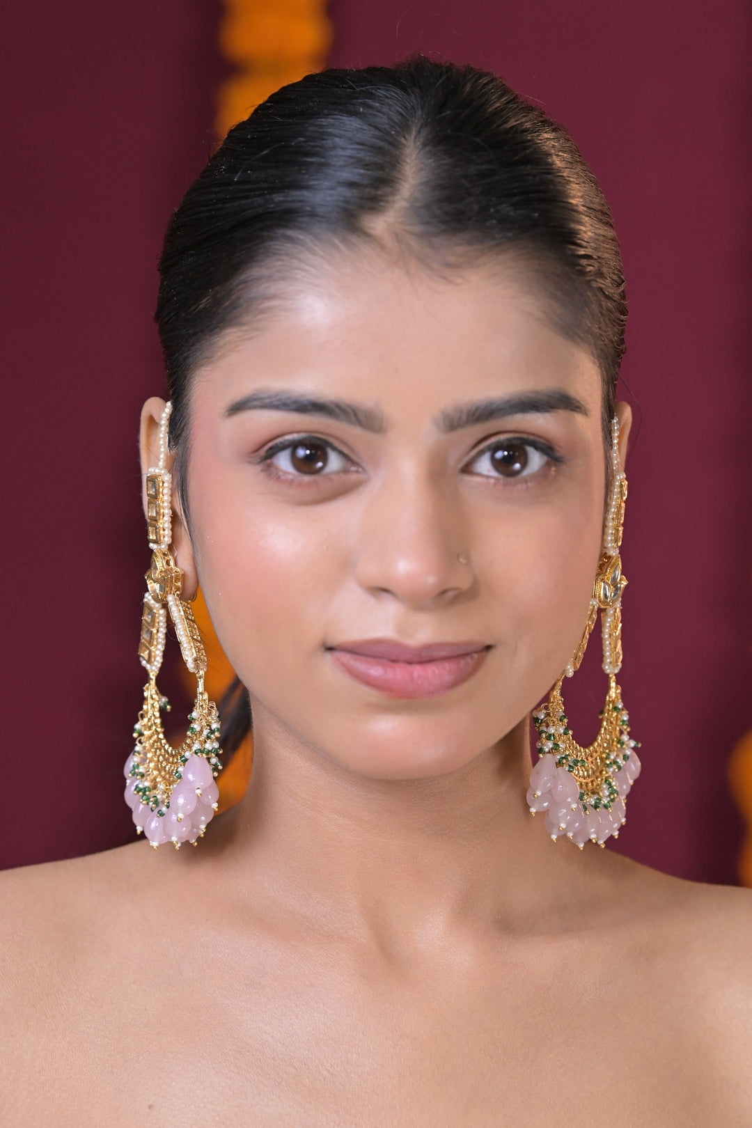 Madhurima Kundan Chandbali Statement Earring