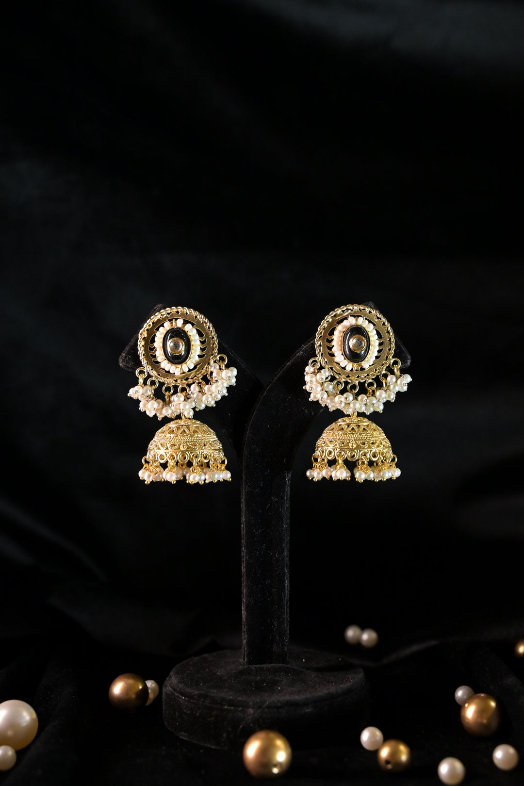 Ayla Golden Temple Jhumka Earrings