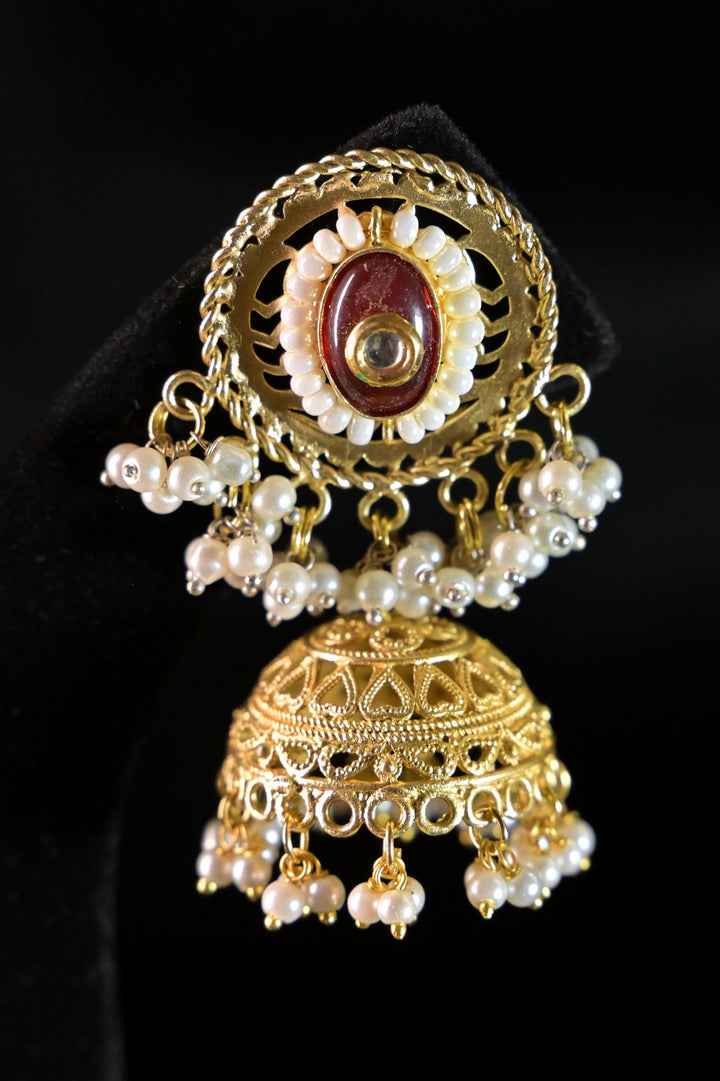 Ayla Golden Temple Jhumka Earrings