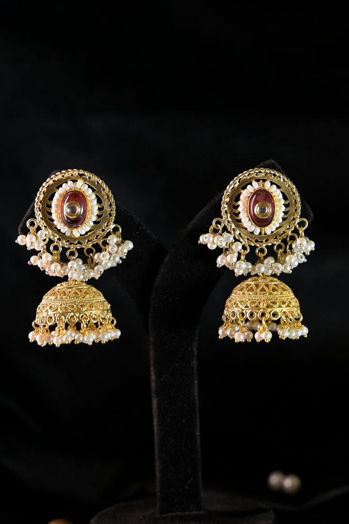 Ayla Golden Temple Jhumka Earrings