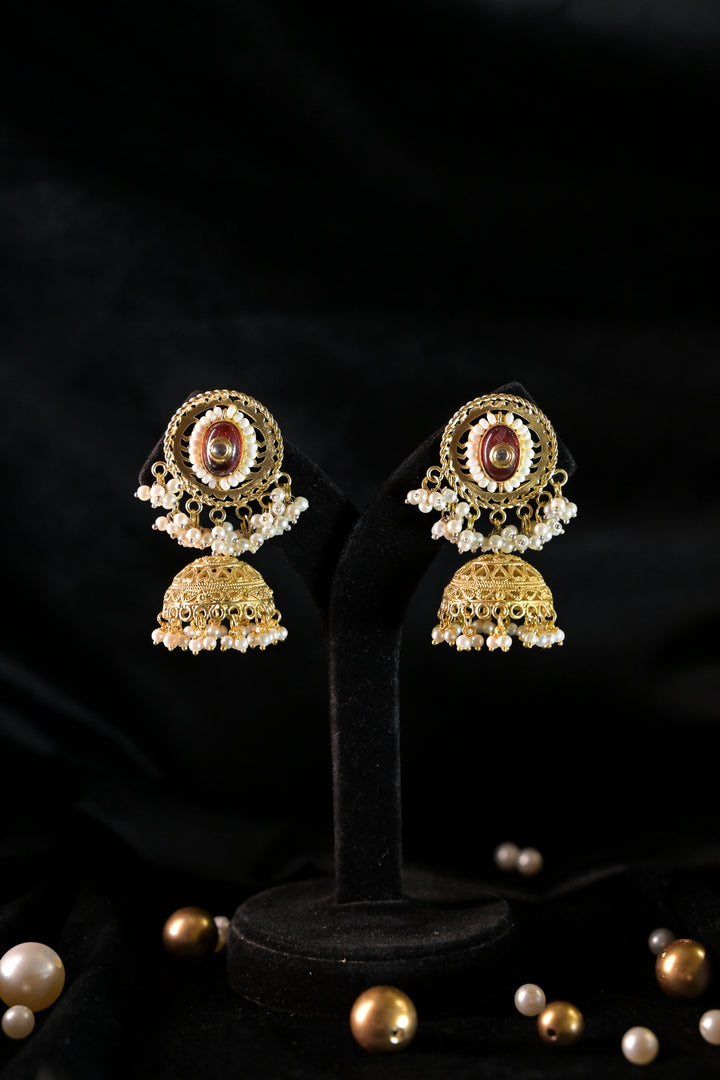 Ayla Golden Temple Jhumka Earrings