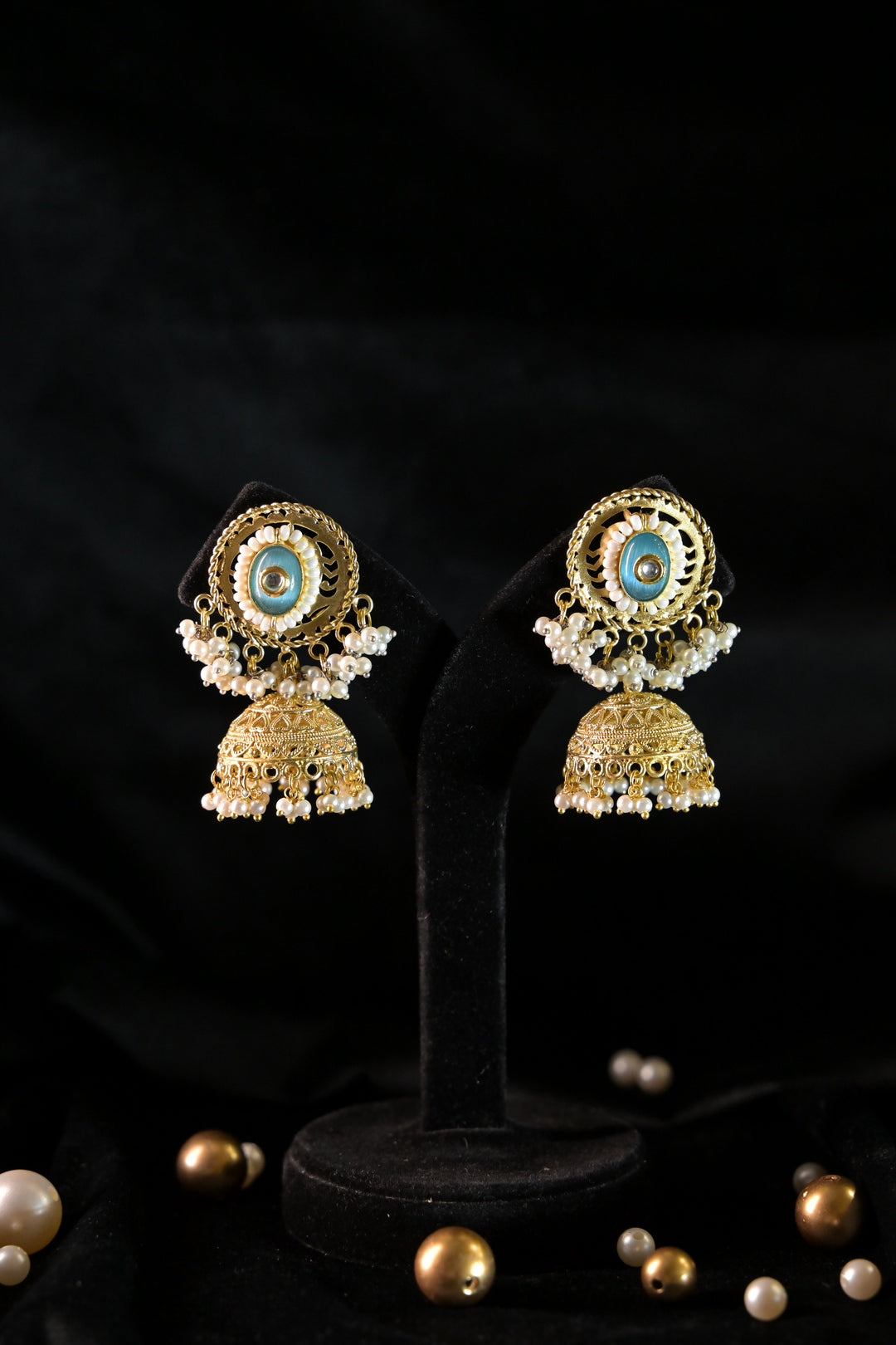 Ayla Golden Temple Jhumka Earrings