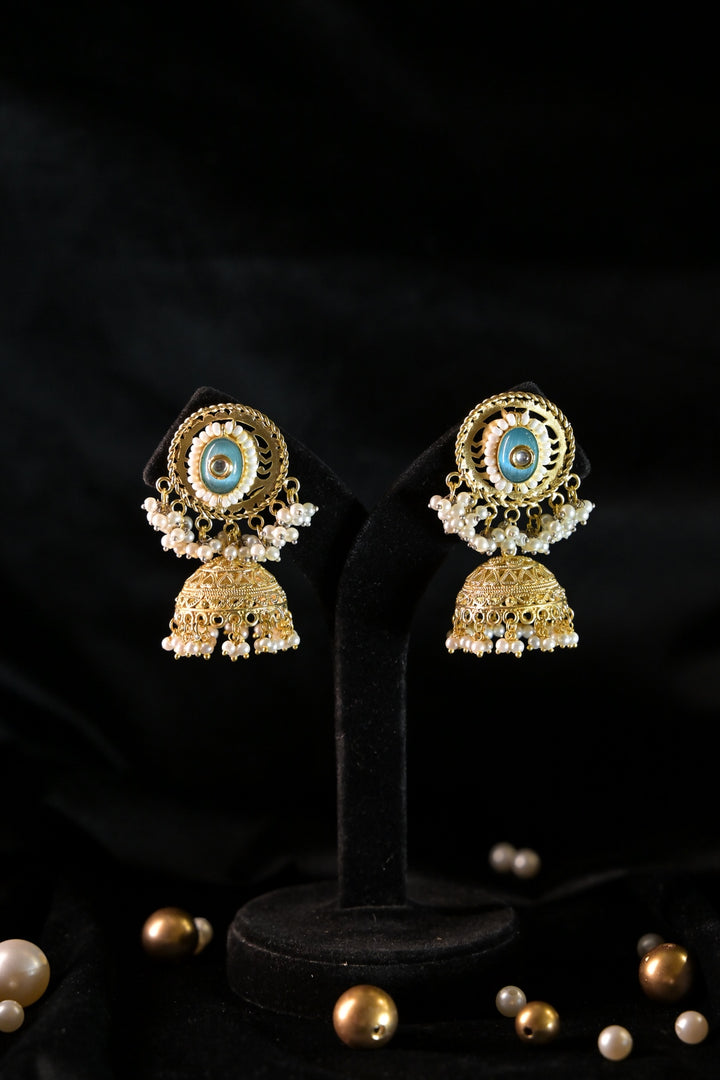 Ayla Golden Temple Jhumka Earrings