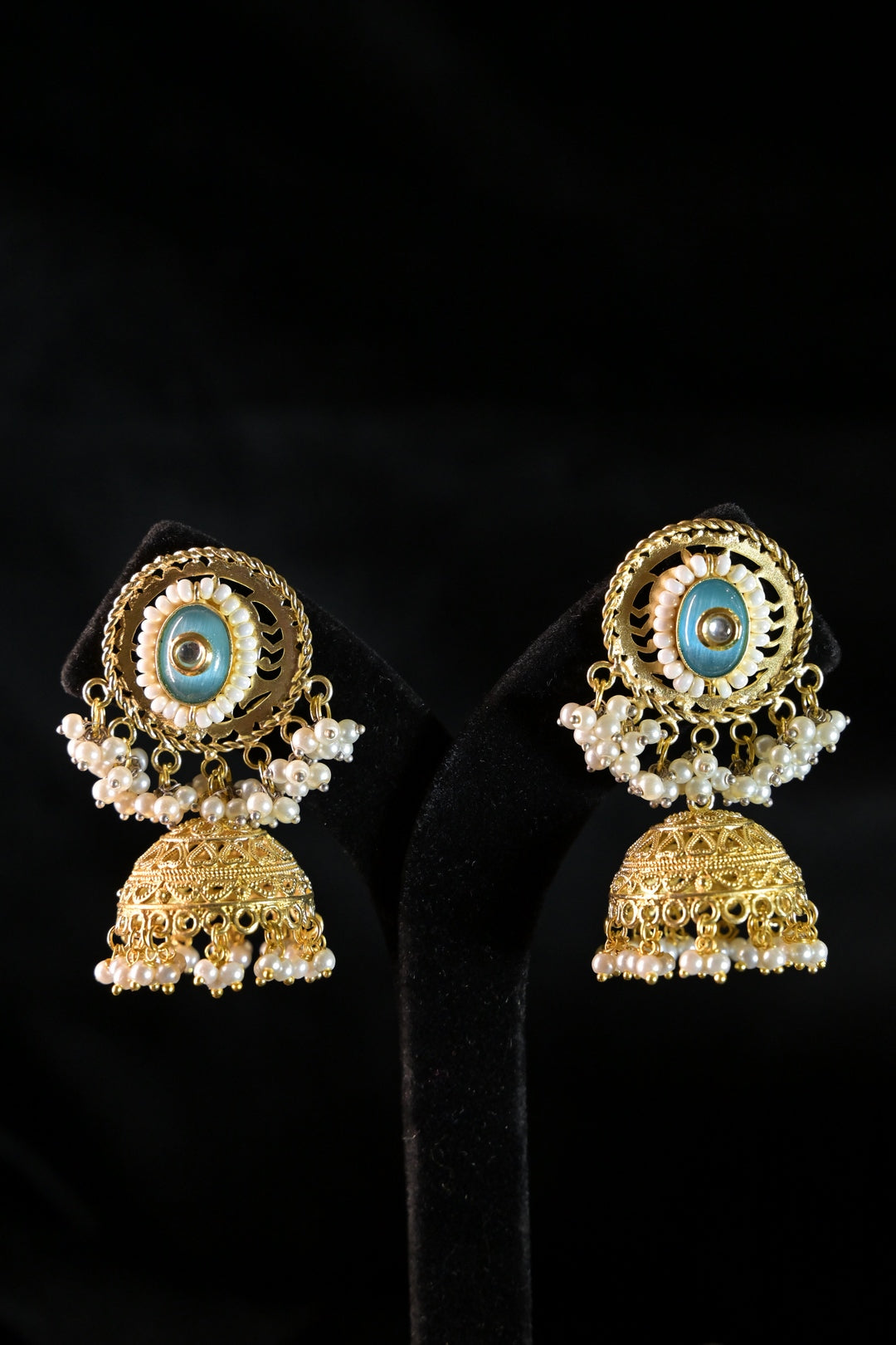 Ayla Golden Temple Jhumka Earrings