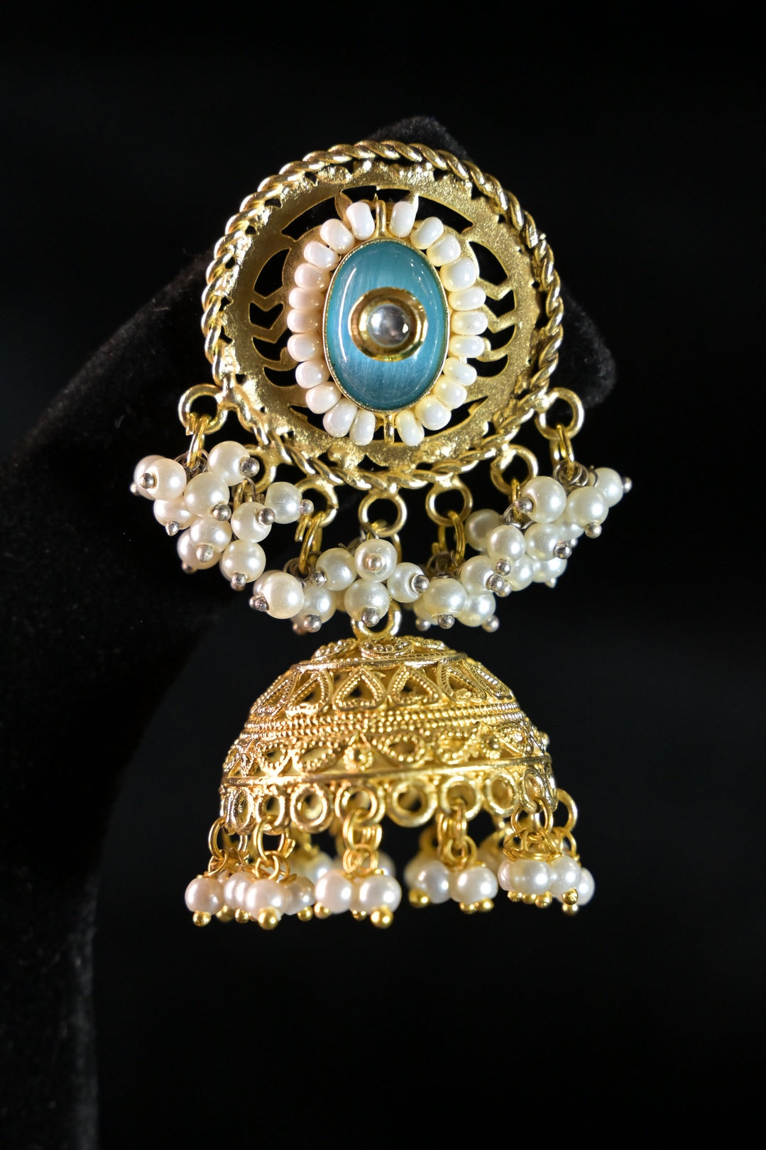 Ayla Golden Temple Jhumka Earrings