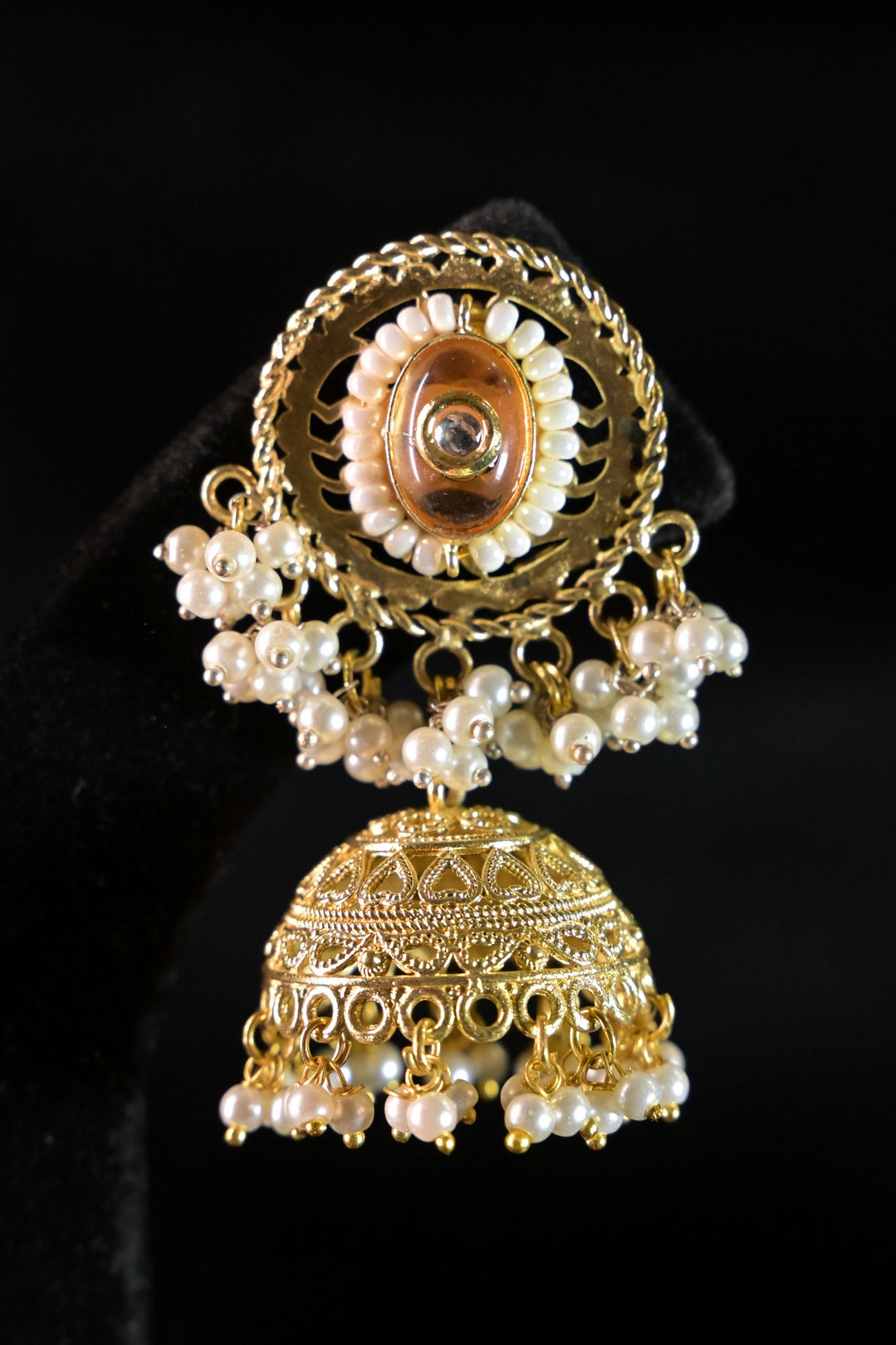 Ayla Golden Temple Jhumka Earrings
