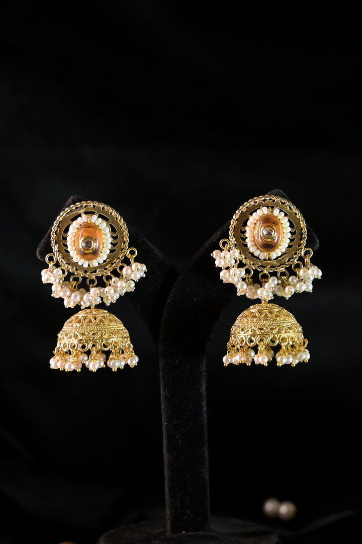 Ayla Golden Temple Jhumka Earrings