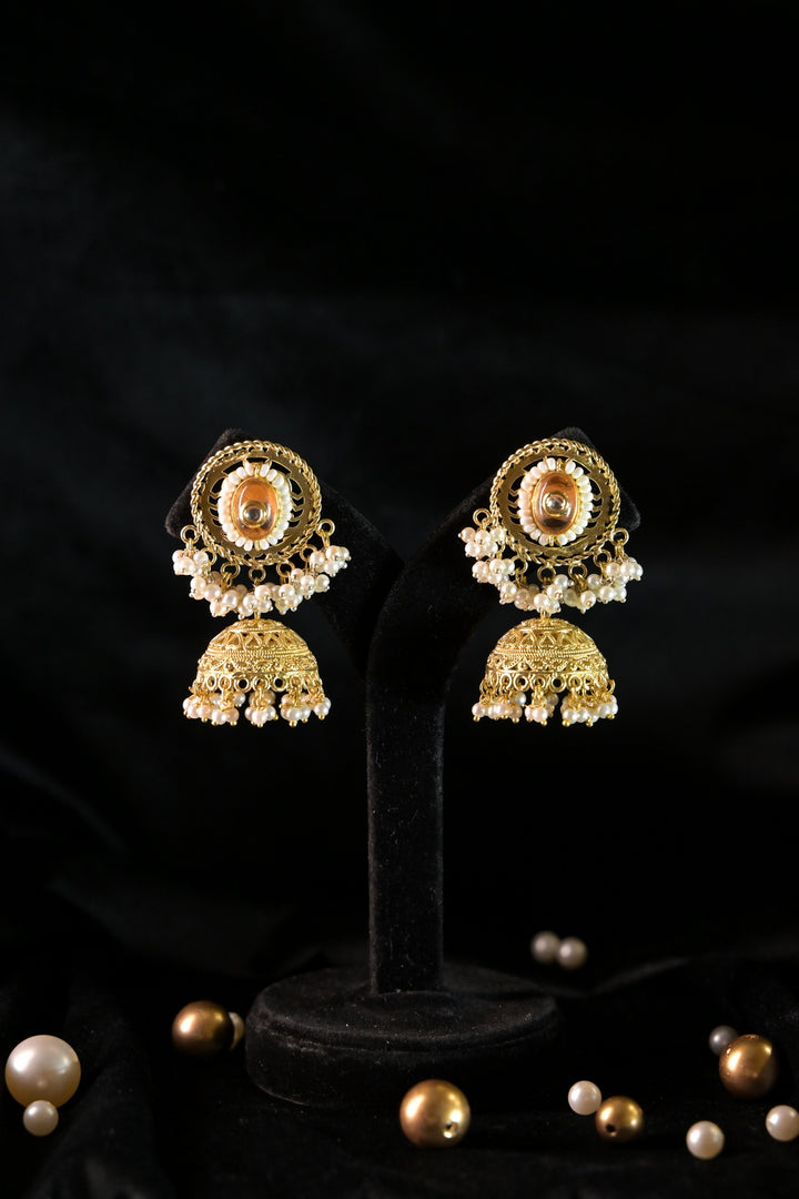 Ayla Golden Temple Jhumka Earrings