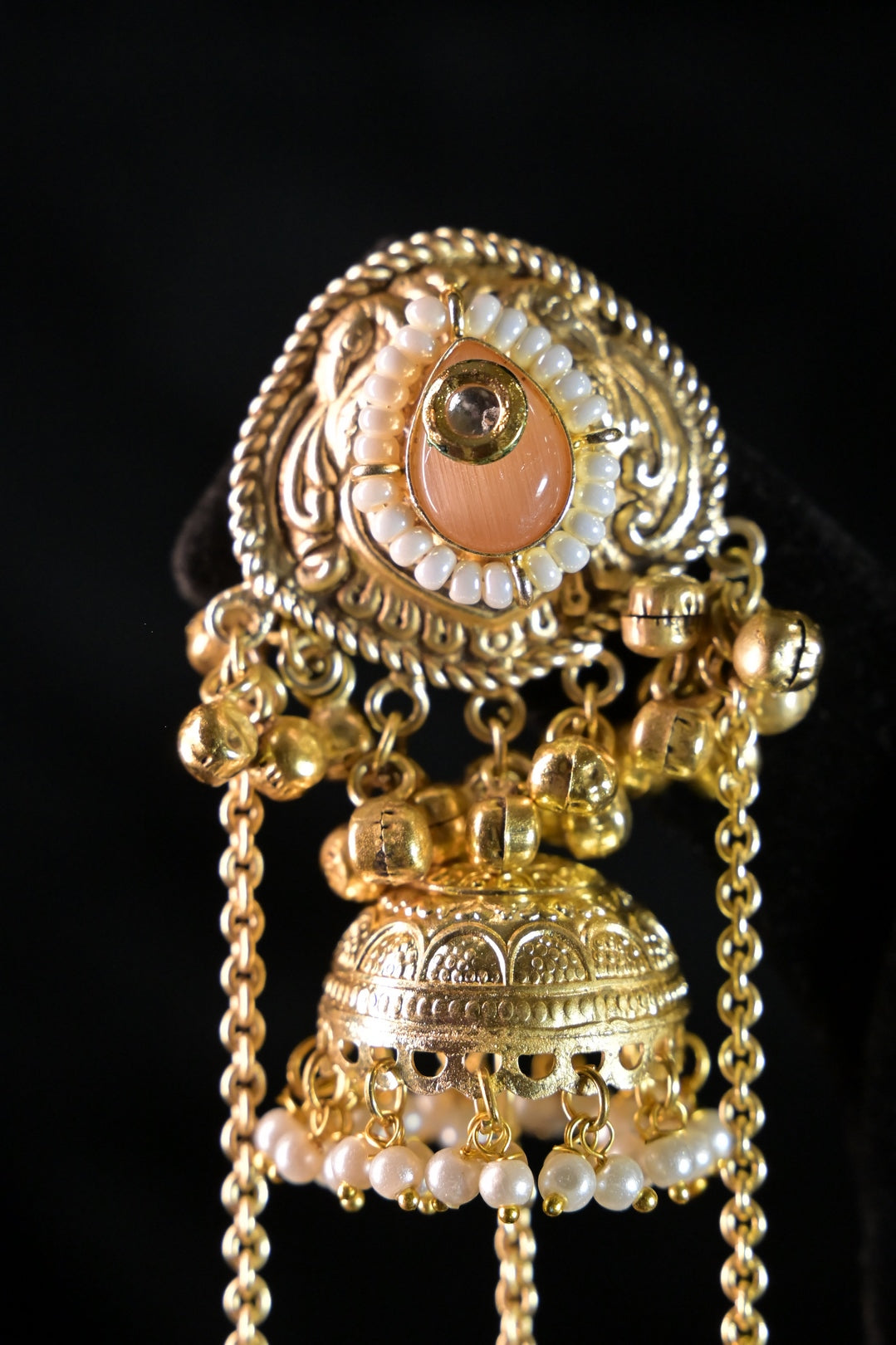 Zahra Golden Tassel Jhumka Earrings