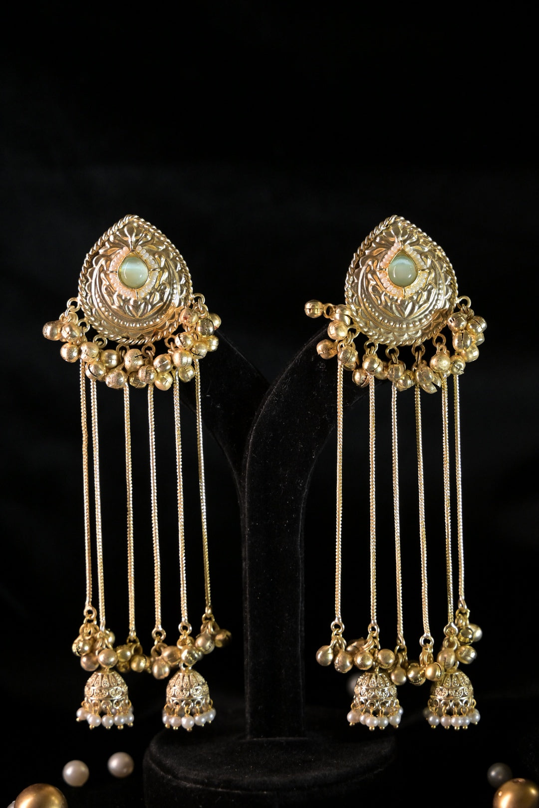 Moonlight Golden Long Tassel Boho Dangler Earrings