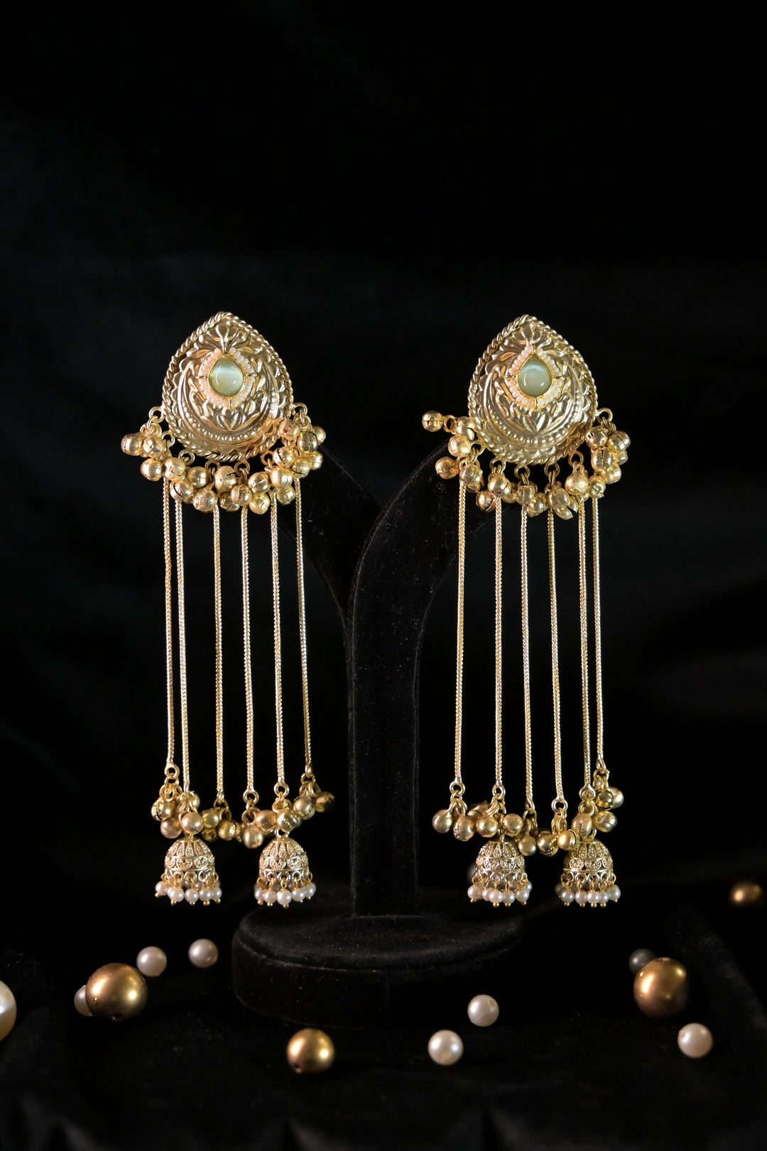 Moonlight Golden Long Tassel Boho Dangler Earrings