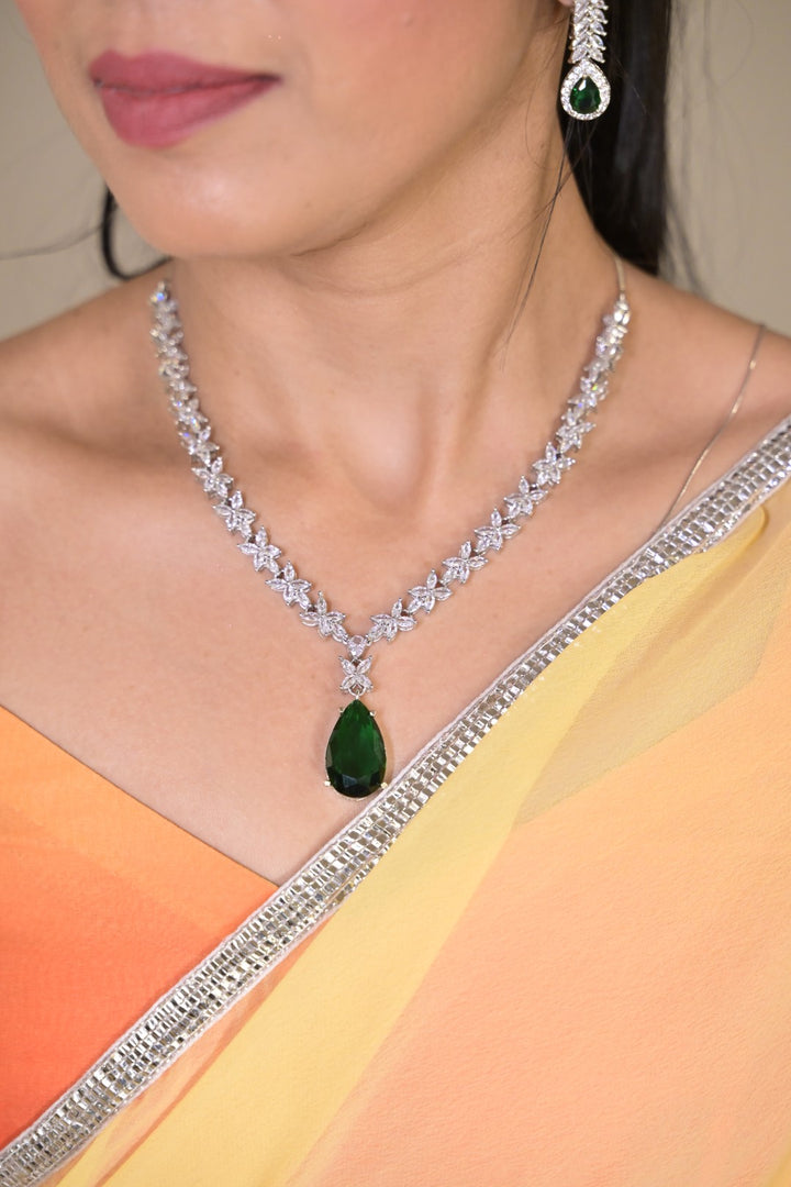 Smriti Pear Pendant Diamond Cocktail Necklace