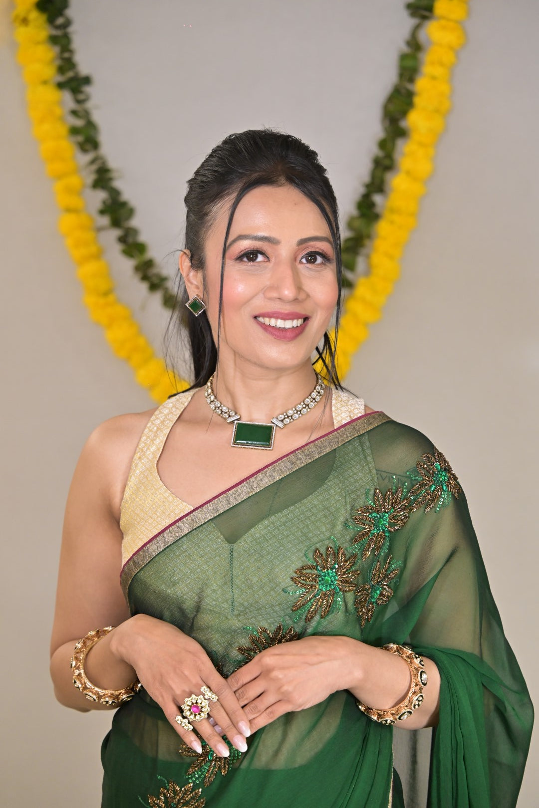 Samrajni Emerald Long Necklace