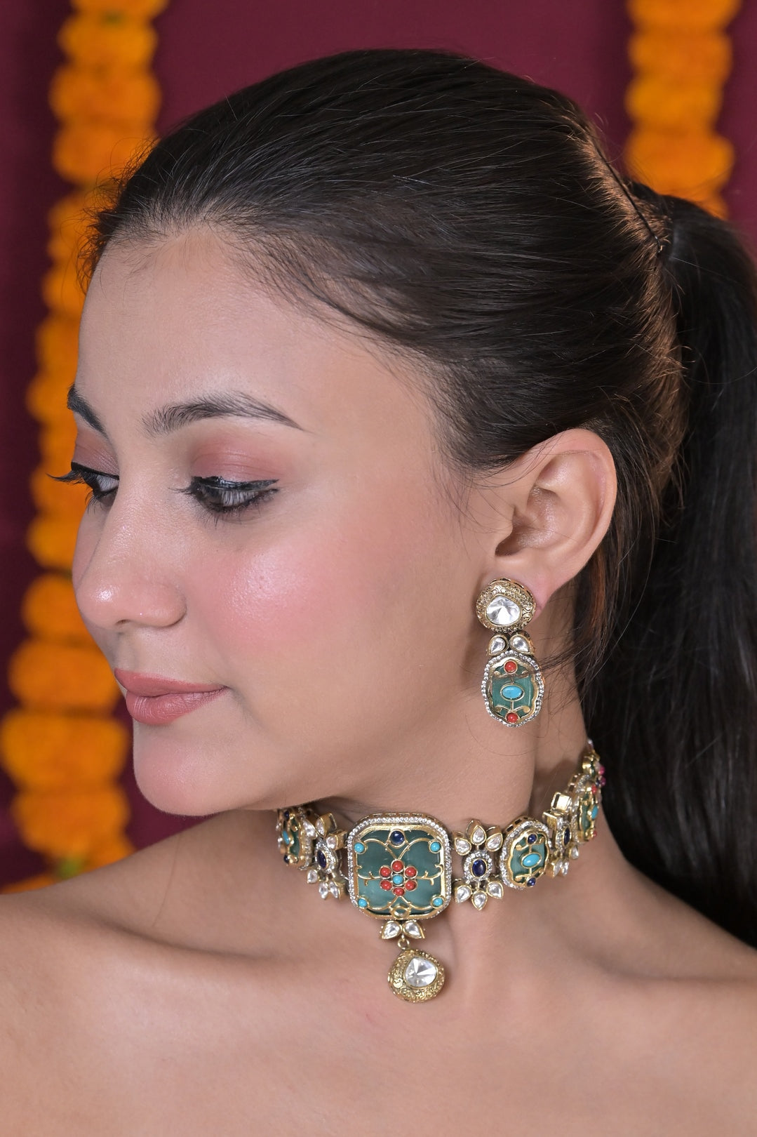 Jaipur Royal Meenakari Kundan Choker Necklace