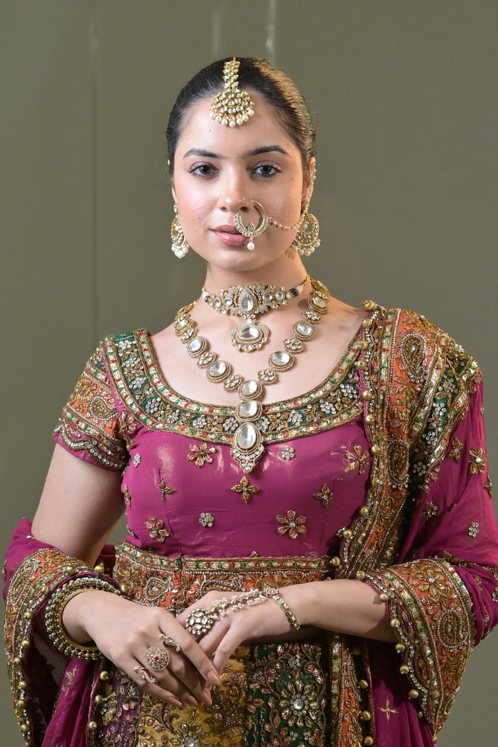 Rudrani Victorian Statement Polki Golden Choker Necklace