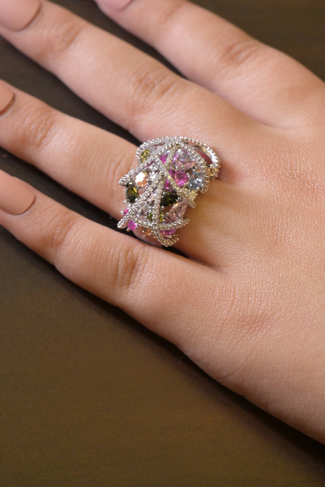 Krishna Multicolored Crisscross Band Ring