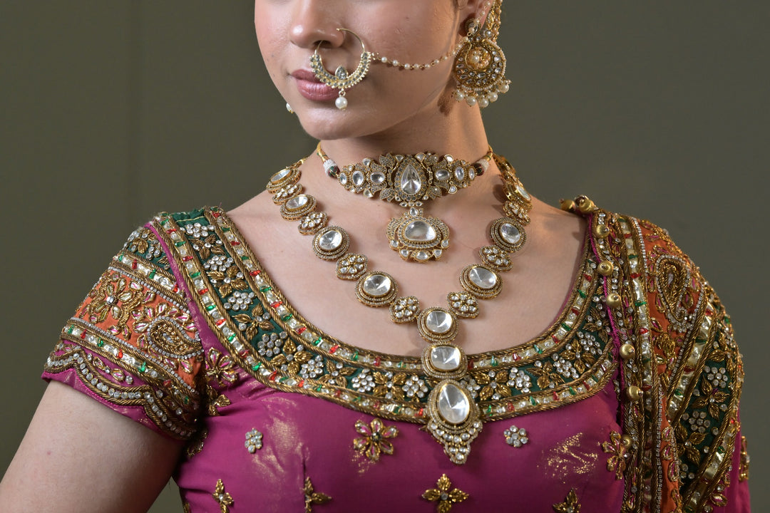 Rudrani Victorian Statement Polki Golden Choker Necklace