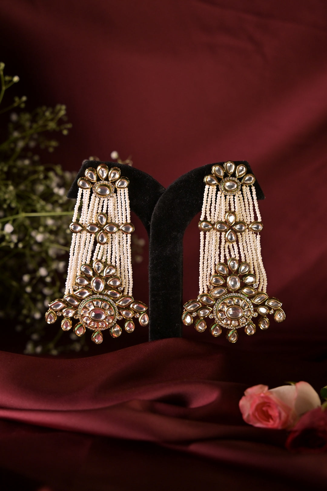 Vedi Wide Kundan Traditional Dangler Earrings