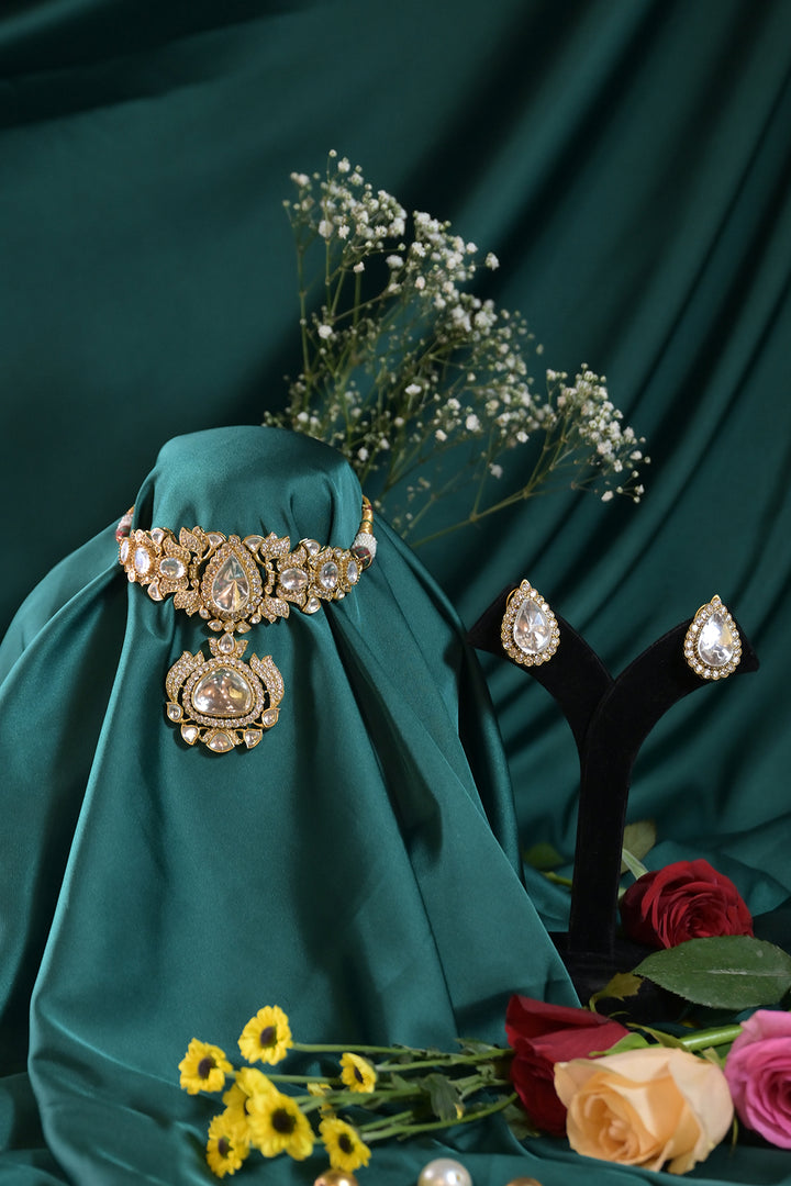 Rudrani Victorian Statement Polki Golden Choker Necklace