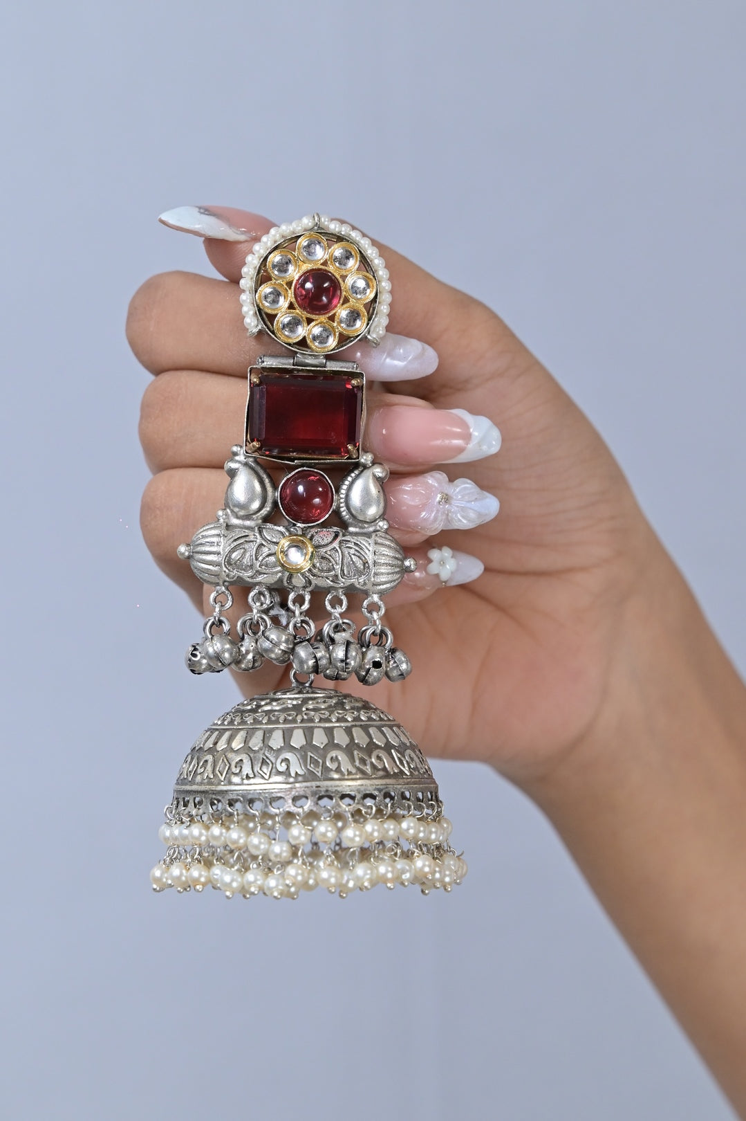 Gopala Silver Jhumka Earrings