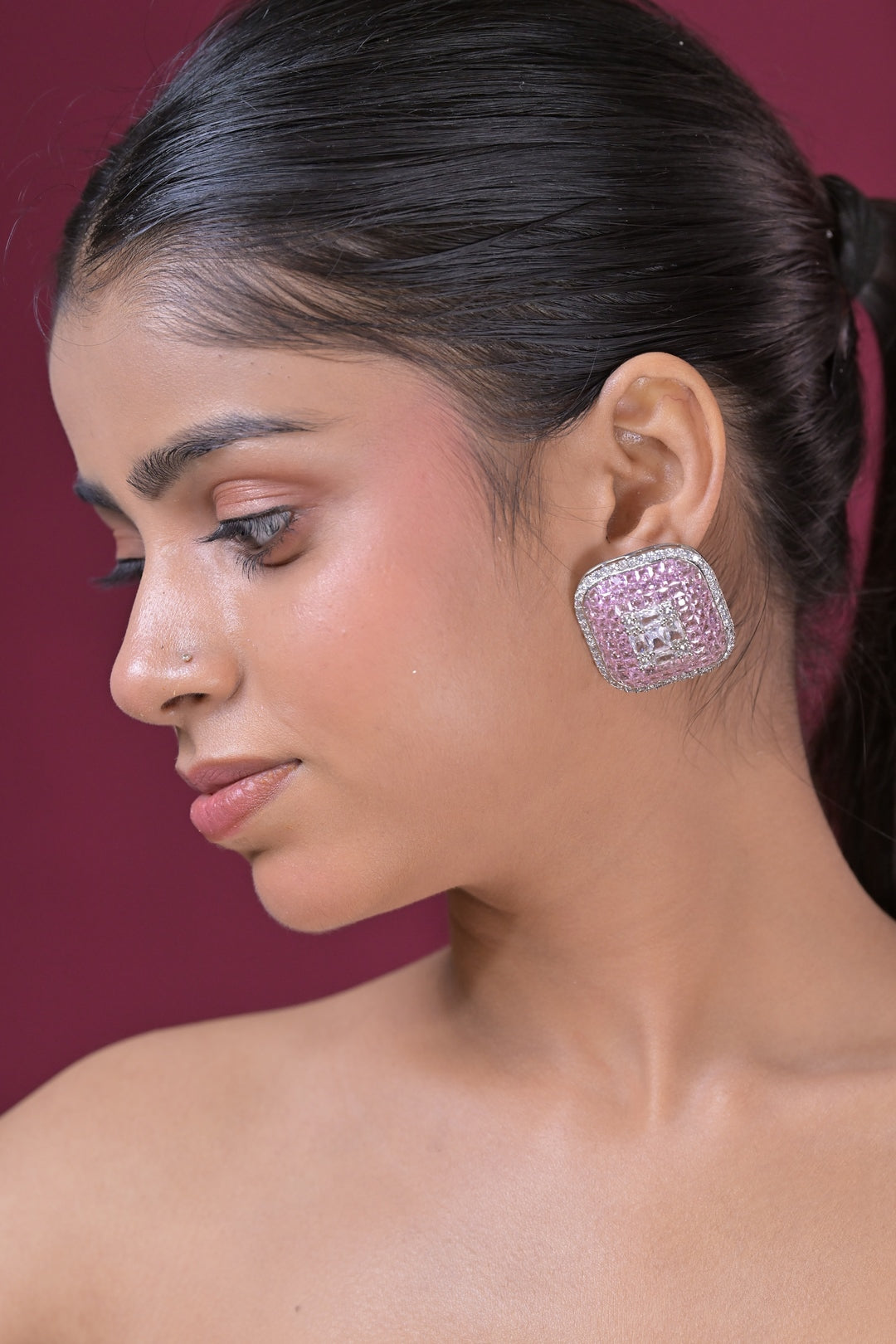 Walter Huggie Stone Studs Earrings