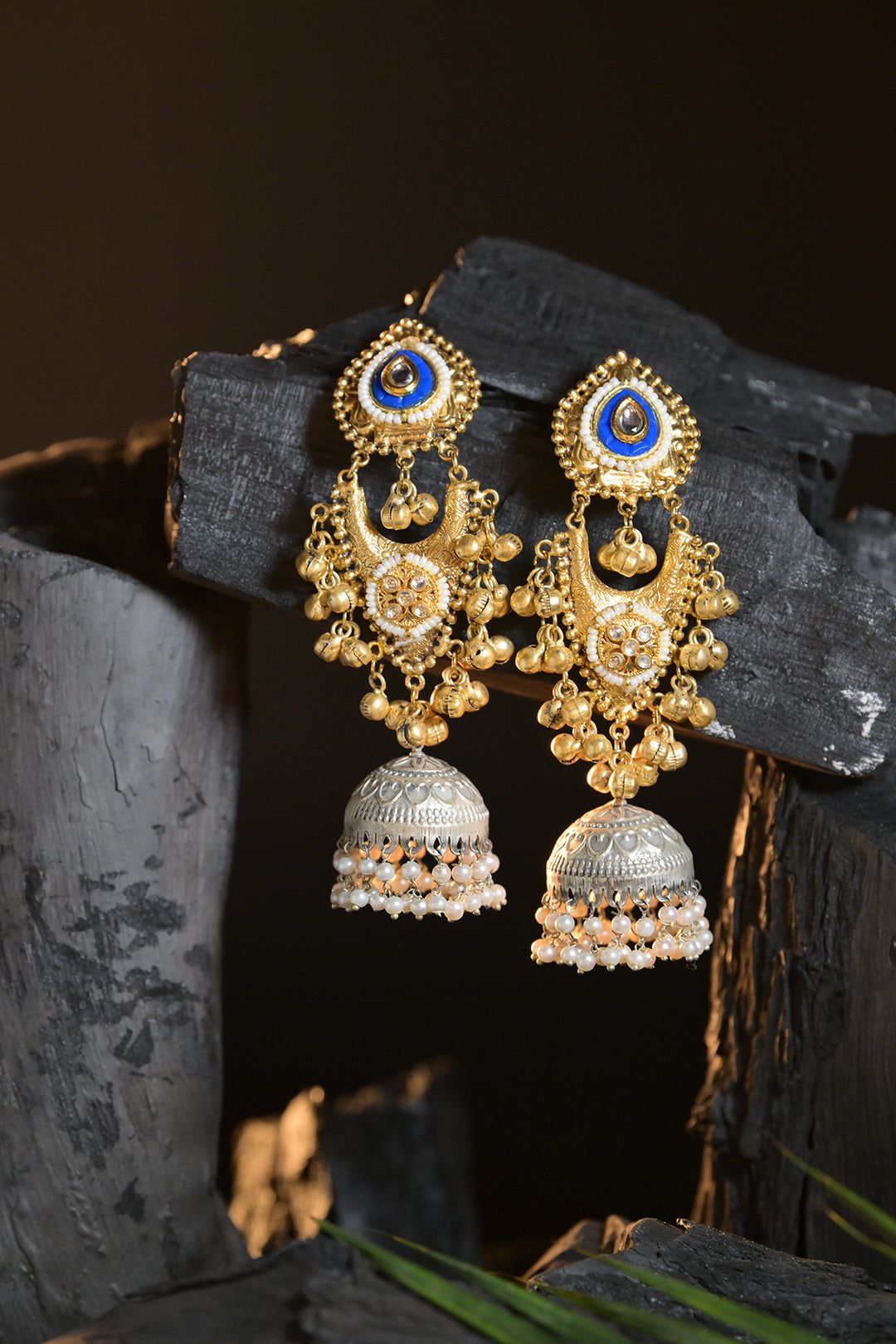 Radharani Traditional Golden Jhumka Earrings – Swan Jewels