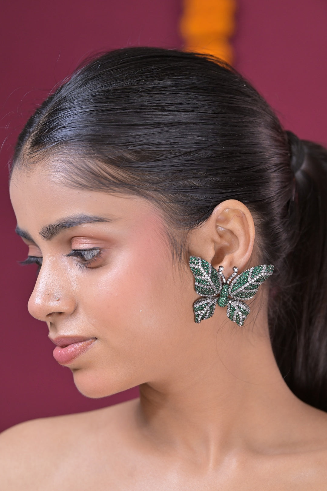 Butterfly Minimalist Drop Earcuff Earrings