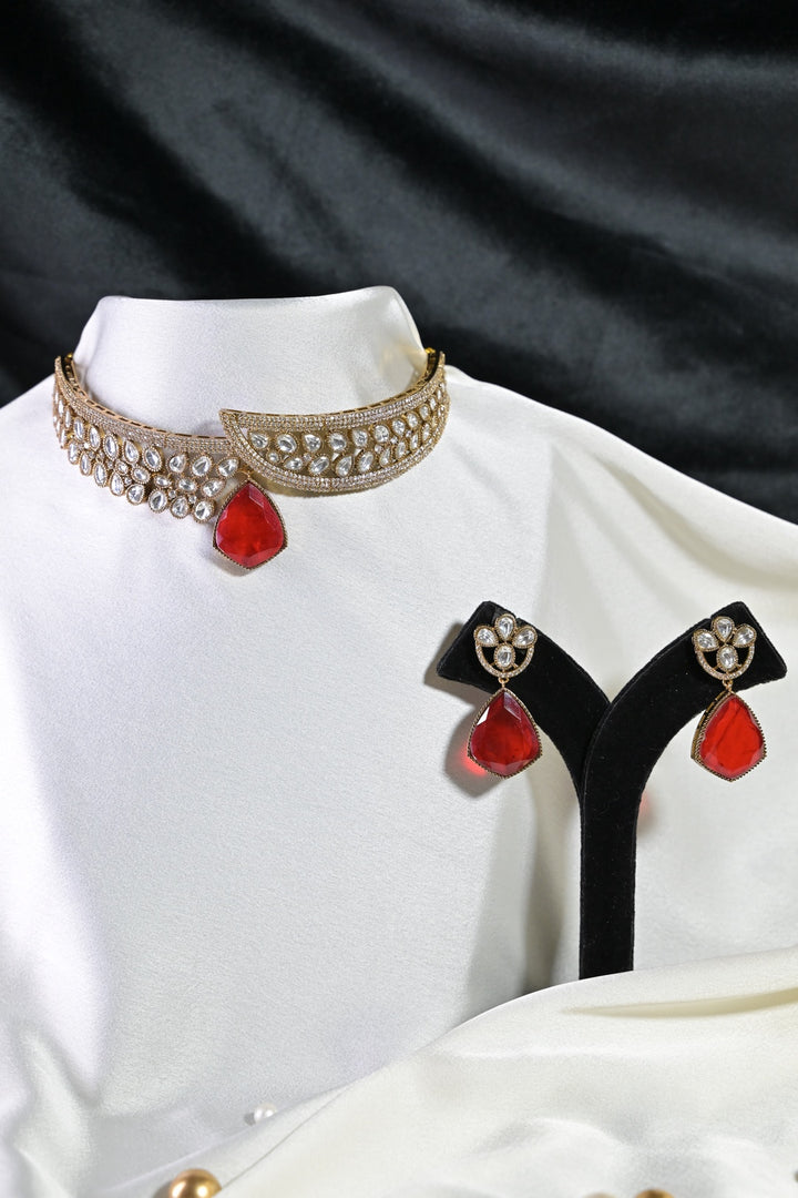 SitaraSutra Kundan Victorian Choker Necklace
