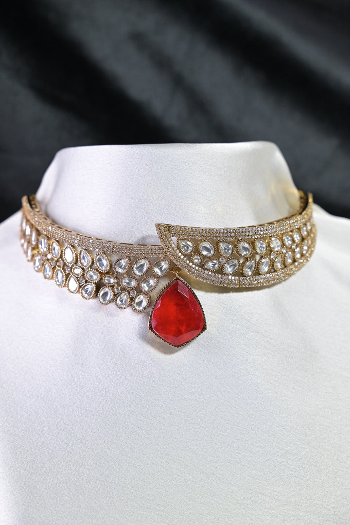 SitaraSutra Kundan Victorian Choker Necklace