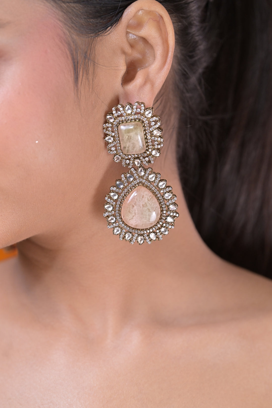 Jaipur Royal Victorian Polki Dangler Earrings