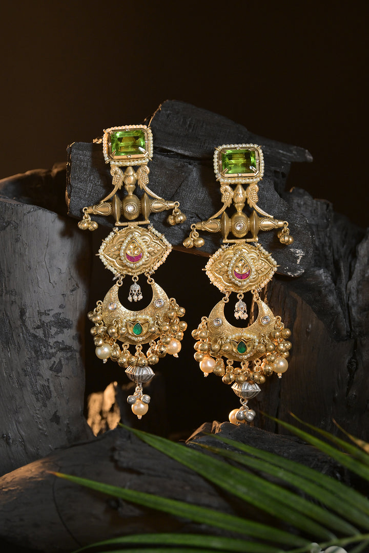 Raasleela Golden Chandelier Earrings