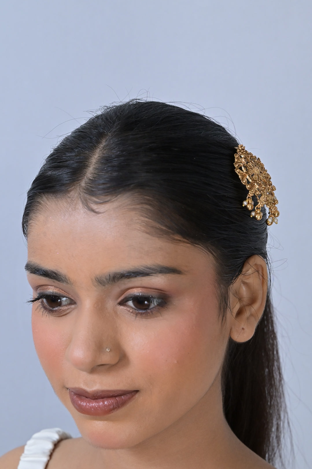 Thangam Gold Cluster Pearl Drop Jooda Pin