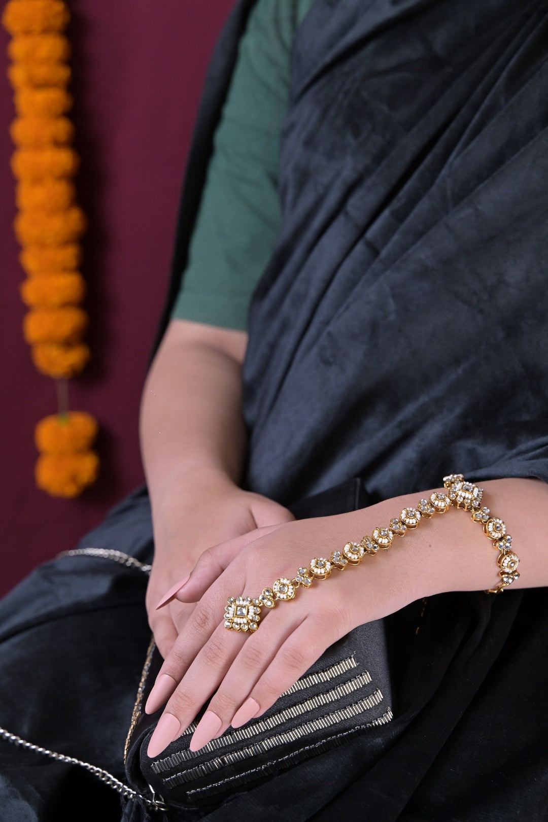 Zarqa Kundan Pearl Bridal Hathpools