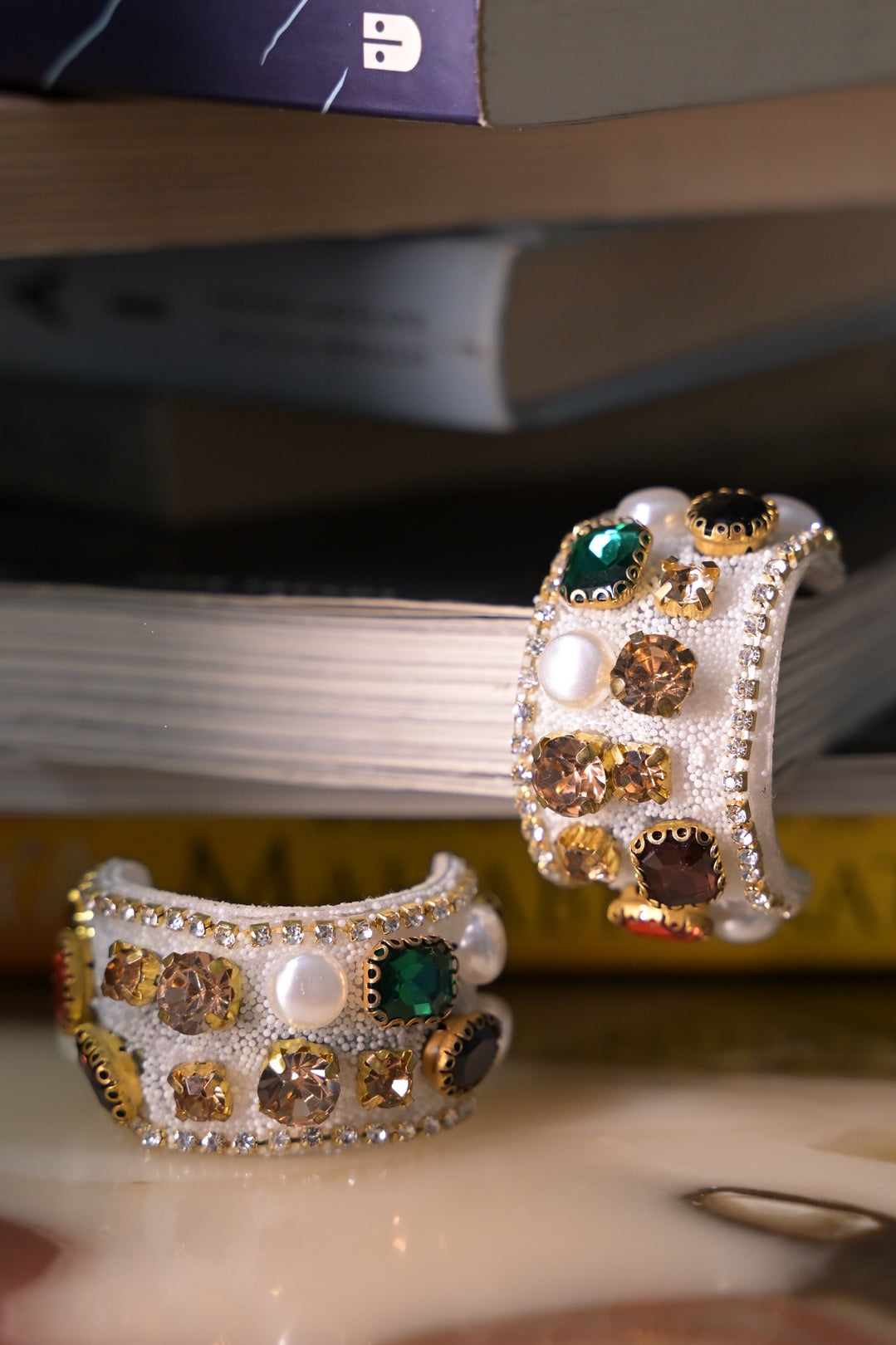 Solace Multicolored Gemstone Half Club Hoop Earrings