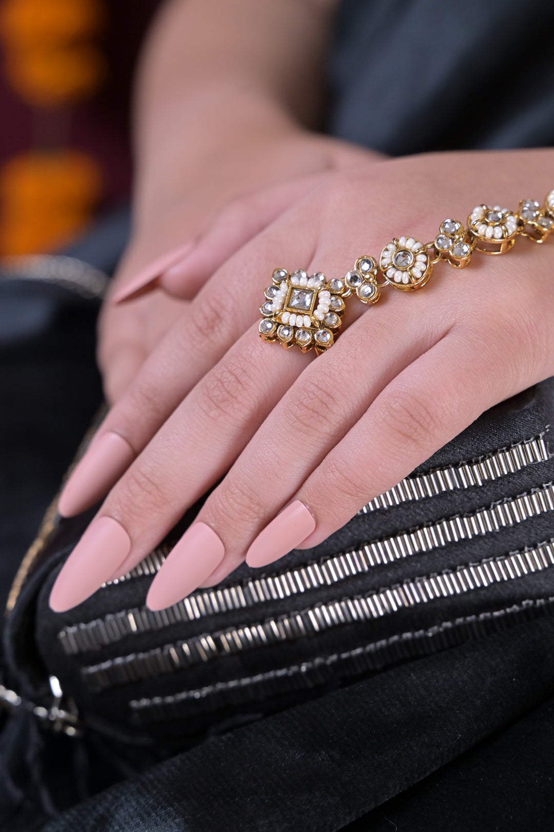 Zarqa Kundan Pearl Bridal Hathpools