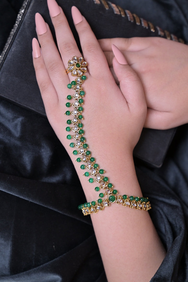 Barsana Emberald Kundan Pearl Bridal Hathpools