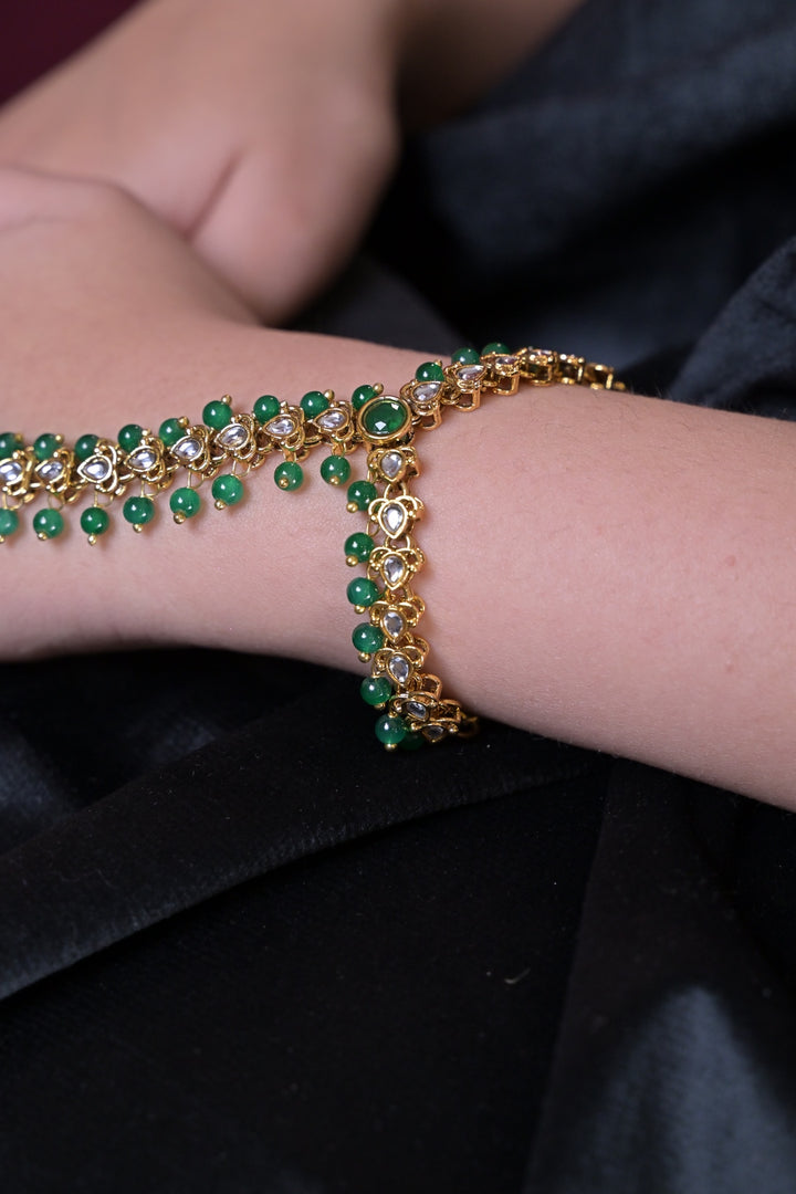 Barsana Emberald Kundan Pearl Bridal Hathpools